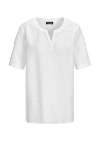 Schlupfbluse GOLDNER "Blusenshirt mit feiner Streifenstruktur", Damen, Gr. 50, wei&szlig;, Obermaterial: 100% Polyester PES., gerade, V-Ausschnitt, Blusen Schlupfbluse, figurschmeichelende Schnittf&uuml;hrung