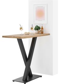 Bartisch Stolkom "Duke Eiche Massivholz ge&ouml;lt, Hochtisch BxHxT 120x104x60 cm", braun (eiche massiv, schwarz, eiche massiv), H:104cm, Tische, Bartisch, Gerade Kante, Eiche Massivholz ge&ouml;lt durchgehende Lamelle