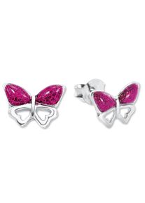 Paar Ohrstecker Amor "Schmetterling", bunt (silberfarben, pink), Ohrringe, M&auml;dchen, Silber 925 (Sterlingsilber), Paar Ohrstecker