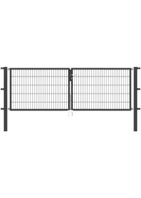 Zaundoppelt&uuml;r Alberts "Flexo", grau (anthrazit), B:300cm H:100cm, Stahl, Tore, Zaundoppelt&uuml;r, 300 cm Breite (150cm + 150cm), in versch. H&ouml;hen