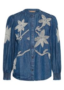 Langarmbluse Culture "Damen Bluse langarm CUchatarina", Damen, Gr. M, blau (medium blau wash), Obermaterial: 100% Baumwolle CO., Blusen Langarmbluse