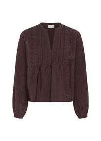 Langarmbluse Kaffe "Damen Bluse langarm KAgalina", Damen, Gr. 42, braun (fudge), Obermaterial: 88% Viskose CV. 12% Polyamid PA., Blusen Langarmbluse