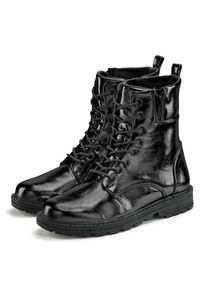 Stiefelette Lascana "Herbststiefelette, Boots, Stiefel", Damen, Gr. 36, Textil, schwarz, Obermaterial: 100% Lederimitat. Decksohle: 100% Textilmaterial. Futter: 100% Textilmaterial. Laufsohle: 100% Synthetik, metallic, unifarben, Basic, Schuhe Stiefelette, im angesagten Metallic-Look VEGAN