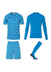 Sportanzug Uhlsport "Torwart-Sets Progressive Kids", M&auml;dchen, Gr. 140, blau (cyan, wei&szlig;), Obermaterial: 100% Polyester Pol. recyc.., Sportanz&uuml;ge Sportanzug
