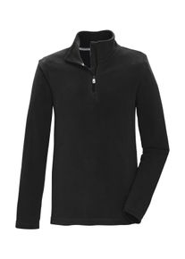 Fleeceshirt Killtec "KSW 139 BYS FLC SHRT", Jungen, Gr. 176, schwarz, Obermaterial: 100% Polyester, Shirts Fleeceshirt, Schnelltrocknendes Fleeceshirt mit Kinnschutz-Rei&szlig;verschluss