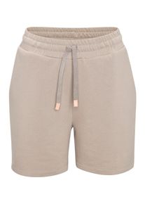 Shorts BENCH. LOUNGEWEAR, Damen, Gr. 40/42, N-Gr, beige (sand), Sweatware, Obermaterial: 60% Baumwolle, 40% Polyester, unifarben, kurz, Hosen Shorts, mit seitlichen Ziern&auml;hten