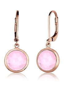 Paar Ohrh&auml;nger Elli "Ohrringe Ohrh&auml;nger Quartz Ros&eacute; 925 Sterling Silber Rosegold" Gr. 27, rosa (rosegold), Ohrringe, Damen, 27,mit Stein, Silber 925 (Sterlingsilber), Paar Ohrh&auml;nger