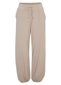 Jogginghose BENCH. LOUNGEWEAR, Damen, Gr. 48/50, N-Gr, beige (sand), Jersey, Obermaterial: 95% Baumwolle, 5% Elasthan, unifarben, weit lang, Hosen Jogginghose, im Ballon-Fit