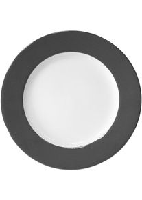 Dessertteller Fink "Moments", grau (grau, wei&szlig;), &Oslash;:21cm, Porzellan, Speiseteller, Dessertteller, &Oslash; 21 cm, Porzellan mit Platinumrand