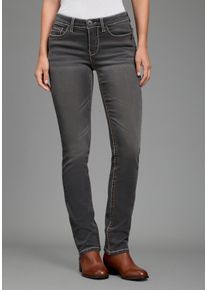 Gerade Jeans Arizona "Kontrastn&auml;hte", Damen, Gr. 76, K + L Gr, dunkelgrau used, Jeans, Obermaterial: 98% Baumwolle, 2% Elasthan, Basic, schmal lang, Jeans Gerade Jeans, niedrige Leibh&ouml;he, in 5-Pocket-Form, Used-Look-Waschung