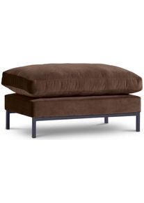 Hocker ANDAS "Welland", braun, B:100cm H:50cm T:60cm, Samtvelours (100% Polyester);Luxus-Microfaser (100% Polyester), Hocker, Hocker, in Knautsch-Optik mit Metallf&uuml;&szlig;en