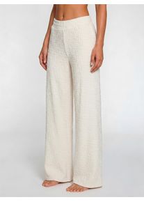 Homewearhose Lascana, Damen, Gr. 36/38, N-Gr, beige (ecru), Frottee, Obermaterial: 75% Baumwolle, 22% Polyester, 3% Elasthan, unifarben, lang, Hosen Homewearhose, mit strukturiertem Frottee Design