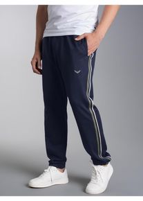 Jerseyhose TRIGEMA "TRIGEMA Jogginghose mit Seitenstreifen", Herren, Gr. XXL, Normalgr&ouml;&szlig;en, blau (navy), Sweatware, 70% Baumwolle, 30% Polyester, Basic, Hosen Jerseyhose