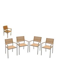 Gardenson , Schwarz, Silberfarben, Teakfarben , Holz, Metall, Kunststoff , Teakholz , Hartholz , 53x86x50 cm , stapelbar, wetterbest&auml;ndig, UV-best&auml;ndig ,