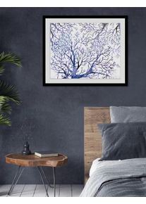 Bild queence "Mila", blau (farbe rahmen: schwarz, farbe bild(er): blau), B:40cm H:30cm, Acrylglas, Holz, Papier, Bilder, Bild, HD Premium Poster-Druck inkl. Holzrahmen