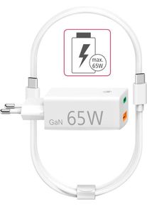 Hama Notebook-Netzteil "Laptop USB-C Ladeger&auml;t (Universal-Netzteil, GaN, Power Delivery, 65W)", wei&szlig;, B:6,3cm H:2,9cm T:3,4cm, Netzteile, Notebook-Netzteil