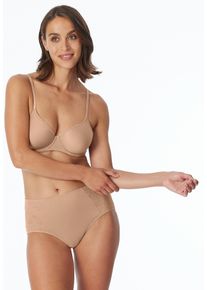 Midislip Schiesser "Air", Damen, Gr. 40, beige (411, maple), Microfaser, Obermaterial: 85% Polyamid, 15% Elasthan, unifarben, eng, Unterhosen Midislip, mit transparenten Spitzen-Eins&auml;tzen