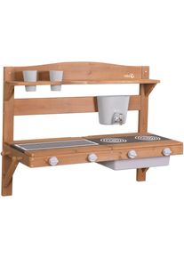 Outdoor-Spielk&uuml;che Roba "Matschk&uuml;che zum Aufh&auml;ngen, teakholzfarben lasiert, aus Holz", braun (teakholz farben), Spielk&uuml;chen, KinderB:85cm H:65cm T:35cm, Outdoor-Spielk&uuml;che, B:85cm H:65cm T:35cm