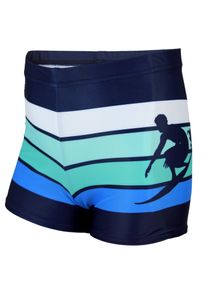 Badehose AQUARTI "Badehose Jungen Badehose Gestreift mit Motiven", Jungen, Gr. 140, N-Gr, gr&uuml;n (dunkelblau, gr&uuml;n), Obermaterial: 80% Polyester PES. 20% Elasthan EL., Badehosen Badehose