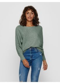 Strickpullover Only "ONLDANIELLA L/S PULLOVER KNT NOOS", Damen, Gr. L (40), balsam gr&uuml;n detail:melange, Strick, Obermaterial: 77% Polyacryl, 19% Polyester, 4% Elasthan, meliert, regular fit normal, Rundhals, Fledermaus&auml;rmel Rippstrickb&uuml;ndchen, Pullover Strickpullover, Materialmix, regular fit