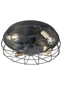 REALITY LEUCHTEN Deckenleuchte "Trondheim Deckenventilator", schwarz, 4, &Oslash; 48,5cm H: 17,5cm, 1 Stk., Leuchten, Deckenlampe Ventilator getrennt schaltbar, Deckenleuchte