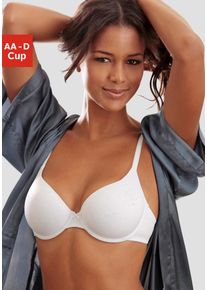 Schalen-BH Lascana "T-Shirt-BH, BH mit B&uuml;gel, atmungsaktive Spacer-Schale", Damen, Gr. 90, Cup D, wei&szlig;, Microtouch, Obermaterial: 82% Polyamid (TACTEL), 18% Elasthan (LYCRA), Basic, BHs Schalen-BH, mit seidiger Microfaser, bequemer BH