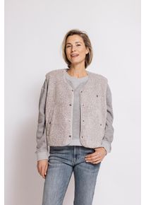 Kurzweste Zhrill "ZHEREN", Damen, Gr. L, beige (sand), Fleece, Obermaterial: 100% Polyester, unifarben, bequem h&uuml;ftlang, Rundhals, Westen Kurzweste, mit Druckknopfverschluss, mit Eingrifftaschen, bequeme Passform