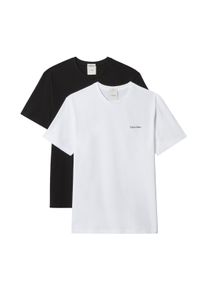 T-Shirt Calvin Klein "MICRO LOGO CREWNECK TEE", Herren, Gr. S, schwarz-wei&szlig; (schwarz, hellwei&szlig;), Jersey, Obermaterial: 100% Baumwolle, unifarben, regular fit normal, Rundhals, eingesetzt abgesteppte Kante, Shirts T-Shirt, Regular fit mit Rundhalsausschnitt