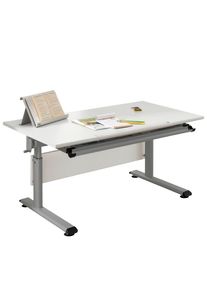 Paidi Jugendschreibtisch, Silberfarben, Wei&szlig;, Metall, Holzwerkstoff, rechteckig, Kufe, 70x53-79x120 cm, Goldenes M, h&ouml;henverstellbar, B&uuml;rom&ouml;bel, Schreibtische, Kinder & Jugendschreibtische