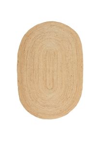 Linea Natura Juteteppich, Naturfarben, Textil, Uni, oval, 80x150 cm, AZO-frei, leicht zusammenrollbar, Teppiche und B&ouml;den, Teppiche, Schafwollteppiche