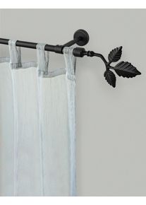 Gardinenstange GARESA "SHEET", schwarz, L:290cm &Oslash;:16mm, Metall, Gardinenstangen, Gardinenstange, Vorhanggarnitur, verl&auml;ngerbar, Knopf mit Bl&auml;tter, ohne Ringe