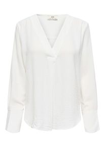 Jacqueline de Yong Langarmbluse JDY "JDYLION L/S V-NECK TOP WVN", Damen, Gr. S, wei&szlig; (cloud dancer), Web, Obermaterial: 100% Polyester, unifarben, regular fit normal, V-Ausschnitt, Blusen Langarmbluse, Polyester, regular fit