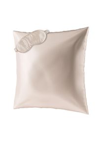 Dekokissen AILORIA "Seidenkissenbezug + Maske BEAUTY SLEEP SET (80x80)", beige, 1 Stk., Obermaterial: 100% Seide silk., Bettw&auml;sche, Dekokissen