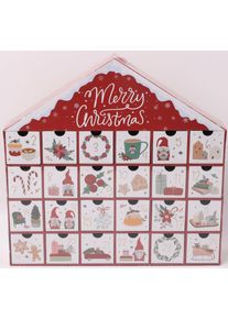 Adventskalender OTTO HOME "Haus mit weihnachtlichen Motiven auf den Schubladen", rot, wei&szlig;, B:40cm H:40cm T:8cm, Adventskalender, Adventskalender, unbef&uuml;llt, ca.40x40cm