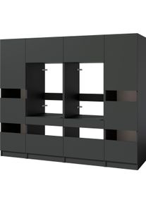Mehrzweckschrank-Set BASIC BY BALCULINA "Washhome B/T/H 236x68x200 cm", schwarz (anthrazitfarben), B:236cm H:200cm T:68cm, Kastenm&ouml;bel-Sets, Mehrzweckschrank-Set, Breite 236cm, h&ouml;henverstellbare Metallf&uuml;&szlig;e