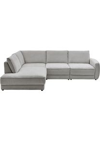 Ecksofa DIE PLANBAR "ZE-EM24139, L-Form, B: 310 cm", grau (rubens silber), B:310cm H:83cm T:248cm, 100% Polyester, Sofas, Ecksofa, SoftSitz-Kaltschaumpolsterung, 1 o. 3 Sitztiefenverstellungen w&auml;hlbar