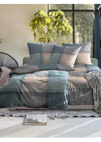 Bettw&auml;sche Irisette "Wave 8672", grau (20 blau), B/L: 135cm x 200cm, 1 Stk., 1 Stk., Mako-Satin, B/L: 80cm x 80cm, 2, Mako-Satin, Obermaterial: 100% Baumwolle, Bettw&auml;sche, Bettw&auml;sche, Mako-Satin, anschmiegsam und atmungsaktiv, Ganzjahresqualit&auml;t
