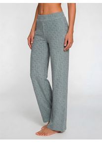 Homewearhose Lascana, Damen, Gr. 36/38, N-Gr, grau (taubenbllau), Frottee, Obermaterial: 75% Baumwolle, 22% Polyester, 3% Elasthan, unifarben, lang, Hosen Homewearhose, mit strukturiertem Frottee Design