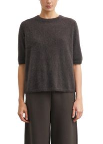 Strickpullover comma, Damen, Gr. 44, braun (mulch braun), Strick, Obermaterial: 100% Wolle, unifarben, h&uuml;ftbedeckend, Rundhals, Pullover Strickpullover, mit Halbarm und aus reiner Wolle
