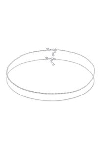 Ketten-Set Elli Premium "Halskette Choker Kordelkette Veneziakette (2 tlg) 925 Silber" Gr. 36, silber, Halsketten, Damen, ohne Stein, Silber 925 (Sterlingsilber), Ketten-Set