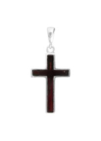 Kettenanh&auml;nger OSTSEE-SCHMUCK "- Kreuz 28 x 18 mm - Silber 925/000 - Bernstein" Gr. 40, silber (silber 925, silberfarben, wei&szlig;), Schmuckanh&auml;nger, Damen, Silber 925 (Sterlingsilber), Kettenanh&auml;nger