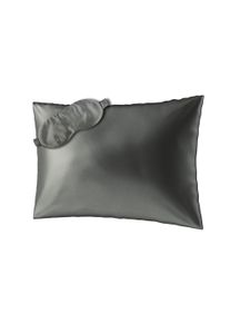 Dekokissen AILORIA "Seidenkissenbezug + Maske BEAUTY SLEEP SET (70x50)", grau (shadow), 1 Stk., Obermaterial: 100% Seide silk., Bettw&auml;sche, Dekokissen
