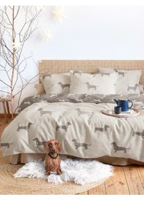 Bettw&auml;sche Irisette "Meran 8912", beige (80 natur), B/L: 135cm x 200cm, 1 Stk., 1 Stk., Biber, B/L: 80cm x 80cm, 2, Biber, Obermaterial: 100% Baumwolle, Bettw&auml;sche, Bettw&auml;sche, Feinbiber, 2 teilig, flauschig