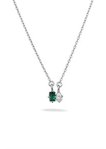 Silberkette Elli Premium "Halskette Tropfen Zirkonia Synthetischer Smaragd 925 Sterling Silber" Gr. 45, silber, Halsketten, Damen, Silber 925 (Sterlingsilber), Silberkette