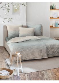 Bettw&auml;sche Irisette "Meran 8684", beige (30 jade), B/L: 155cm x 220cm, 1 Stk., 1 Stk., Biber, B/L: 80cm x 80cm, 2, Biber, Obermaterial: 100% Baumwolle, Bettw&auml;sche, Bettw&auml;sche, Feinbiber, 2 teilig, flauschig