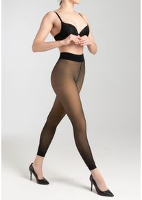 Thermoleggings Camano "comfort", Damen, Gr. 44, N-Gr, schwarz (schwarz, transparent), Web, Obermaterial: 50% Polyester, 40% Polyamid, 10% Elasthan, unifarben, figurbetont kn&ouml;chelfrei, Hosen Thermoleggings, Thermo Warm & Transparent Leggings, Komfort-Baumwollzwickel