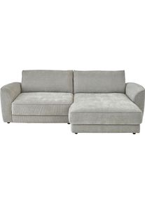 Ecksofa DIE PLANBAR "Ecksofa ZE-EM24138, L-Form, B: 264 cm", racer silber, B:264cm H:83cm T:180cm, 100% Polyester, Sofas, Ecksofa, SoftSitz-Kaltschaumpolsterung, wahlweise mit Sitztiefenverstellung