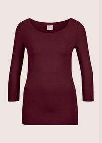 Madeleine Mode 3/4-Arm-Shirt MADELEINE "Blusenshirt Halbarm Viskose-Oberteil f&uuml;r Damen", Damen, Gr. 34, rot (bordeaux), Obermaterial: 95% Viskose CV. 5% Elasthan EL., Modern, normal, U-Boot-Ausschnitt, Shirts 3/4-Arm-Shirt