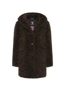 Fuchs & Schmitt Kurzmantel FUCHS SCHMITT "Webpelzmantel", Damen, Gr. 40, braun, Web, Obermaterial: 100% Polyester, unifarben, regular fit ca. Mitte Oberschenkel, V-Ausschnitt, abgesteppte Kante, M&auml;ntel Kurzmantel, mit Kapuze, Regular Fit