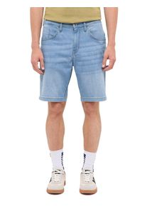 Shorts Mustang "Herren Style Troy Denim Shorts ULW", Herren, Gr. 38, blau (403 mittelblau), Web, 84% Baumwolle, 14% Polyester, 2% Elasthan, unifarben, straight fit, Hosen Shorts